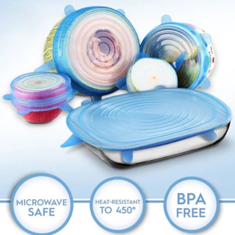 Image of Zero-Waste Reusable Food and Container Lids - 6pcs