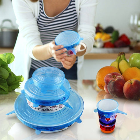Image of Zero-Waste Reusable Food and Container Lids - 6pcs